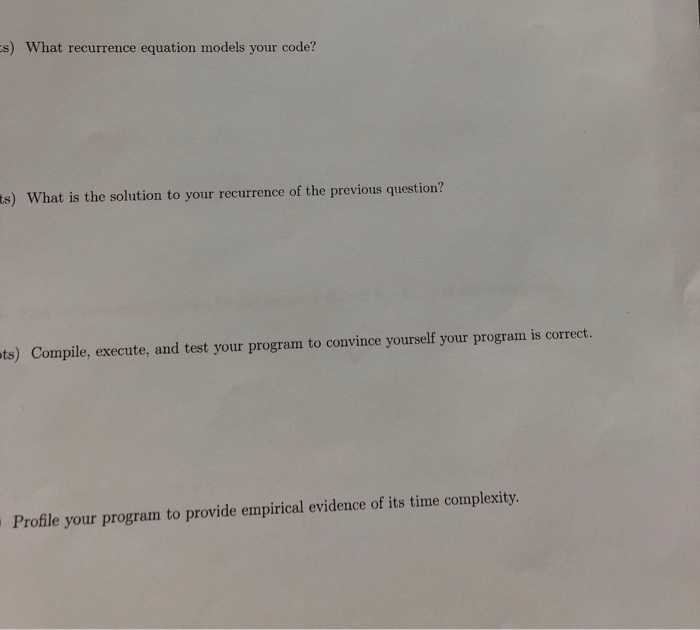  Analysis of algorithms ( binary search) s) What recurrence equation models