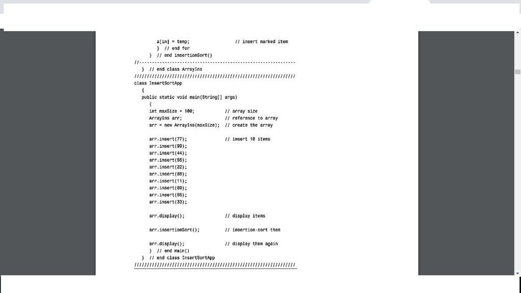 it makes during a sort and displays the totals. To count comparisons,