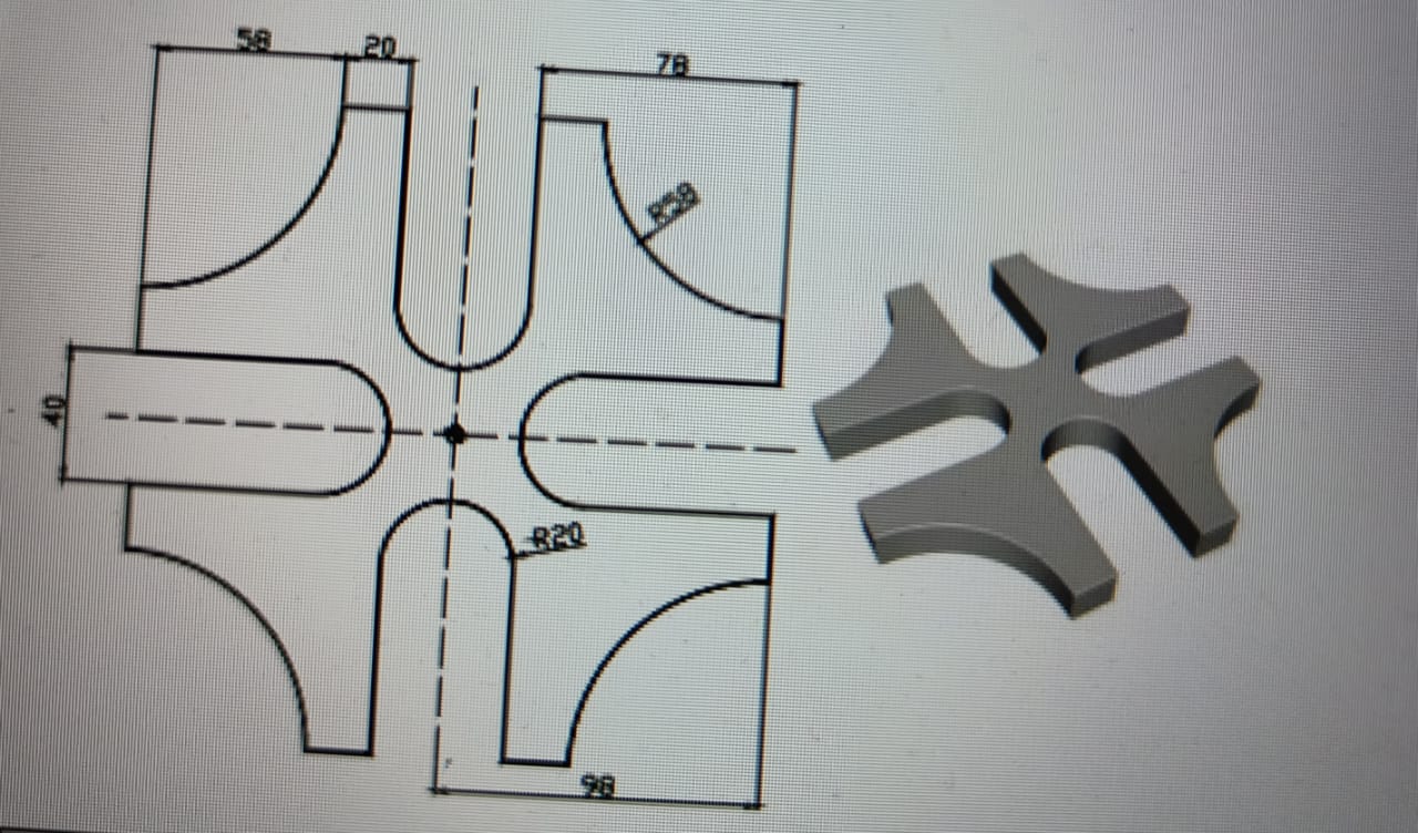 Draw the given figure with the help og CNC codes that