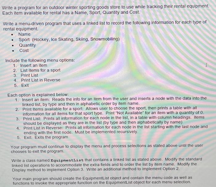 please write the code for this program in c++ Each item available