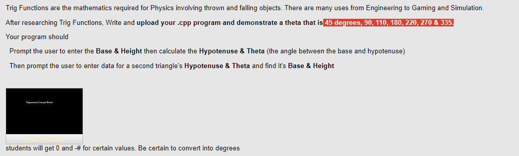 Create a program using the instructions below. Instead of uploading your .cpp