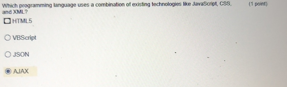 Which programming language uses a combination of existing technologies like JavaScript,