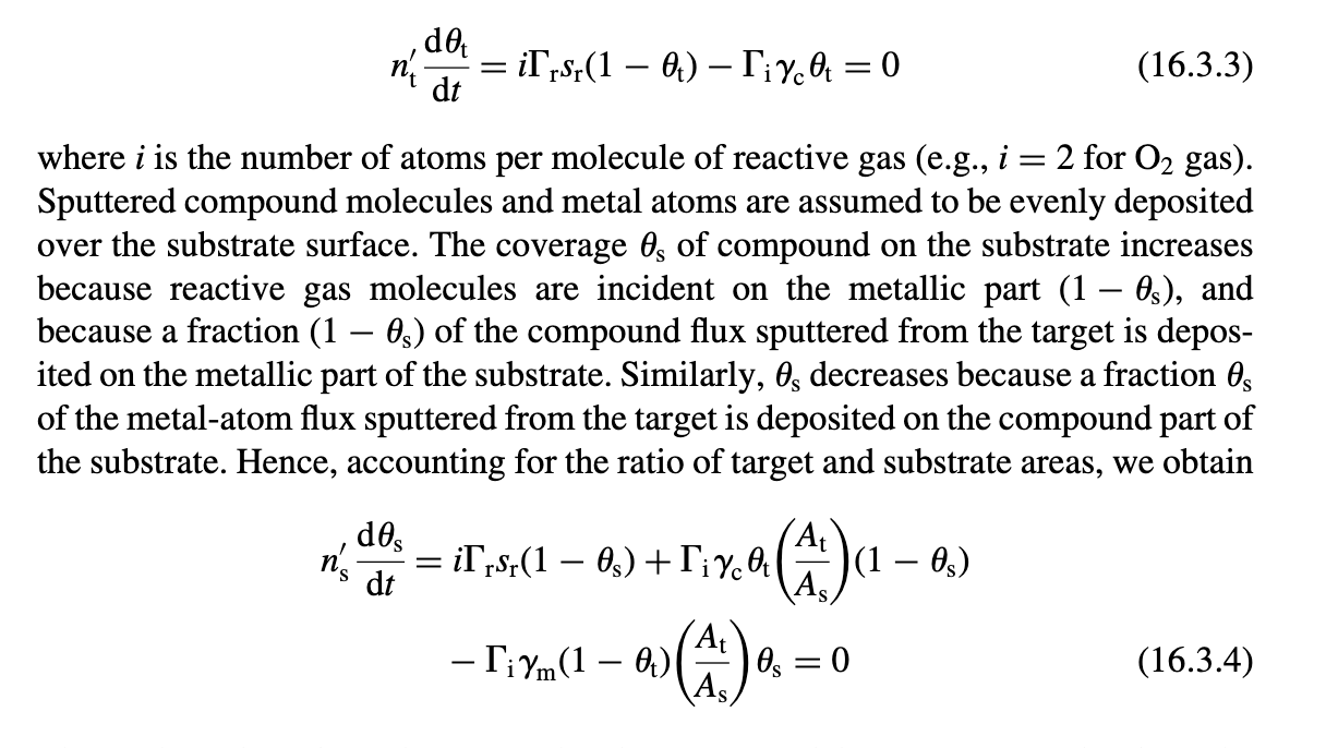 target and substrate areas. Let a=m/c and Y= 2rsr/ic be the normalized