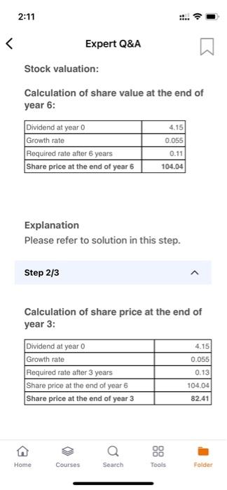 and year 0 share price Question Stack Valuation Finch Iec, juet pais