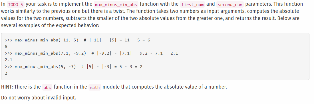 Answer should be in Python. In TODO 5 your task is to