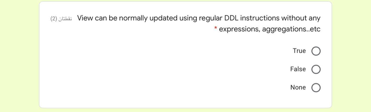  (2) slik View can be normally updated using regular DDL instructions