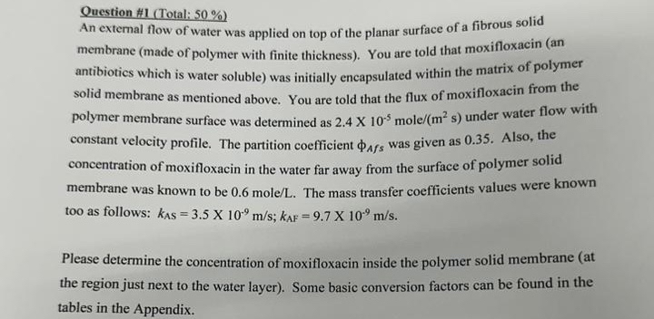  Question #1(Total: 50%) An external flow of water was applied on