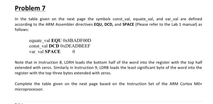  Problem 7 In the table given on the next page the