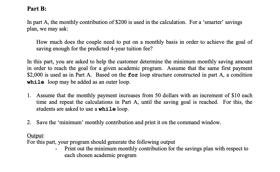 aside money for a child's post-secondary education. Suppose that a young couple