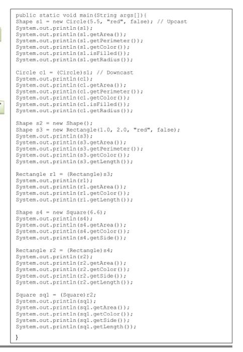 public static void main (String args [1) f Shape s1 - new