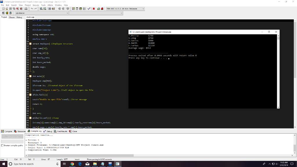 Write a simple payroll program that would: 1. Change the structure in