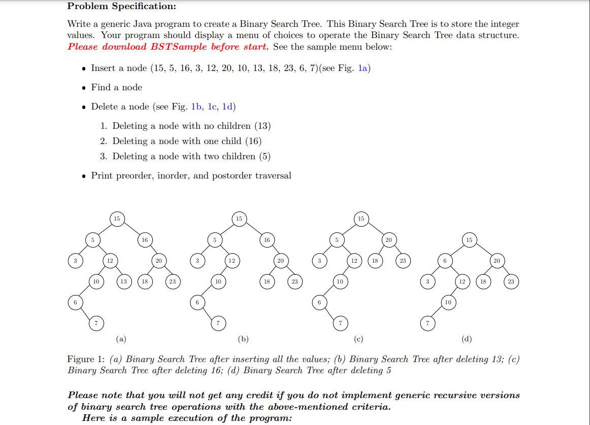  Write a generic Java program to create a Binary Search Tree.