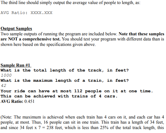 int track_length,maximum; int safe_train_length; int passengers; int total_length; int trains,cars; int surplus;