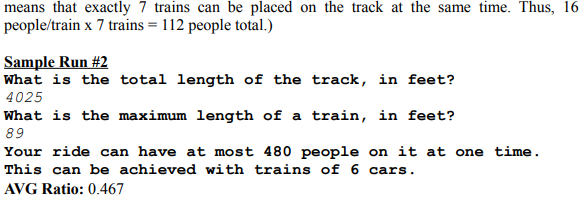 int car_length; int i,N; // value for N printf("What is the value