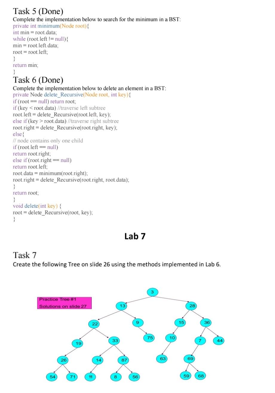 trees Lab 6 Task 1 We define the following class Node class
