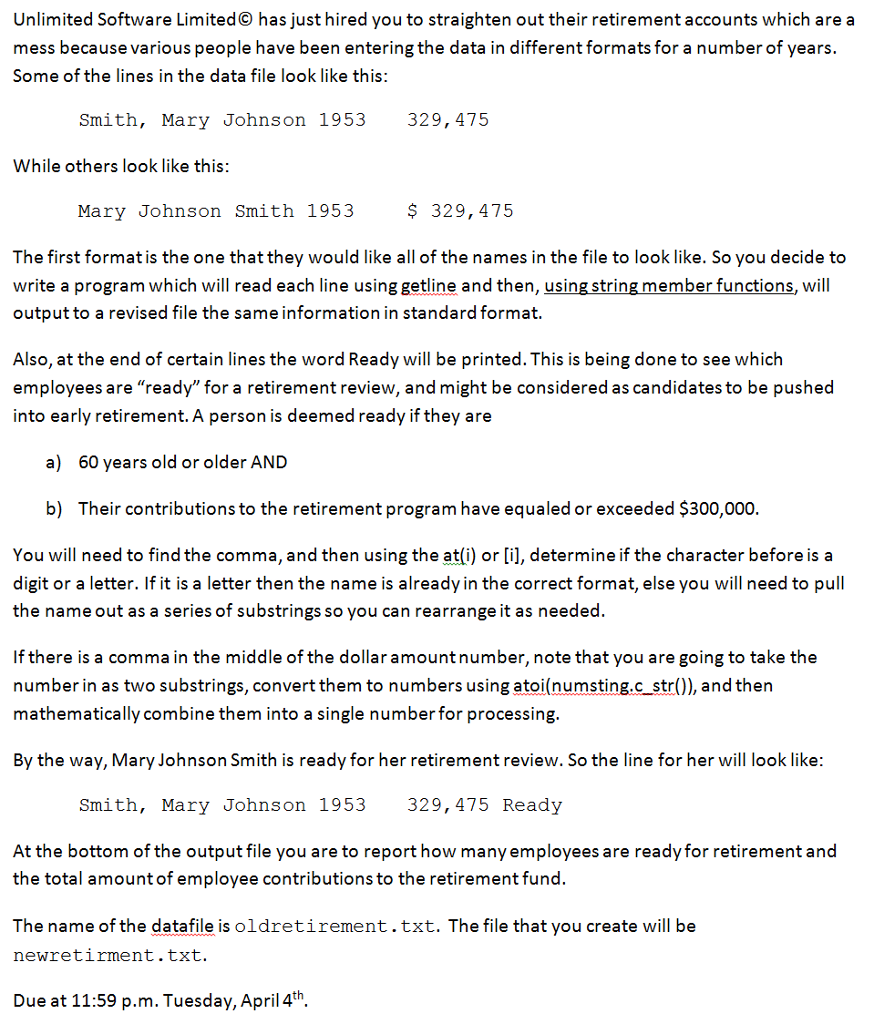 Write a program ****in C++**** using the given instructions which will read