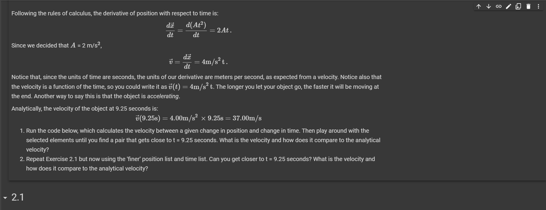 time: 4 seconds velocity in interval: 18.0 meters per second [] ]