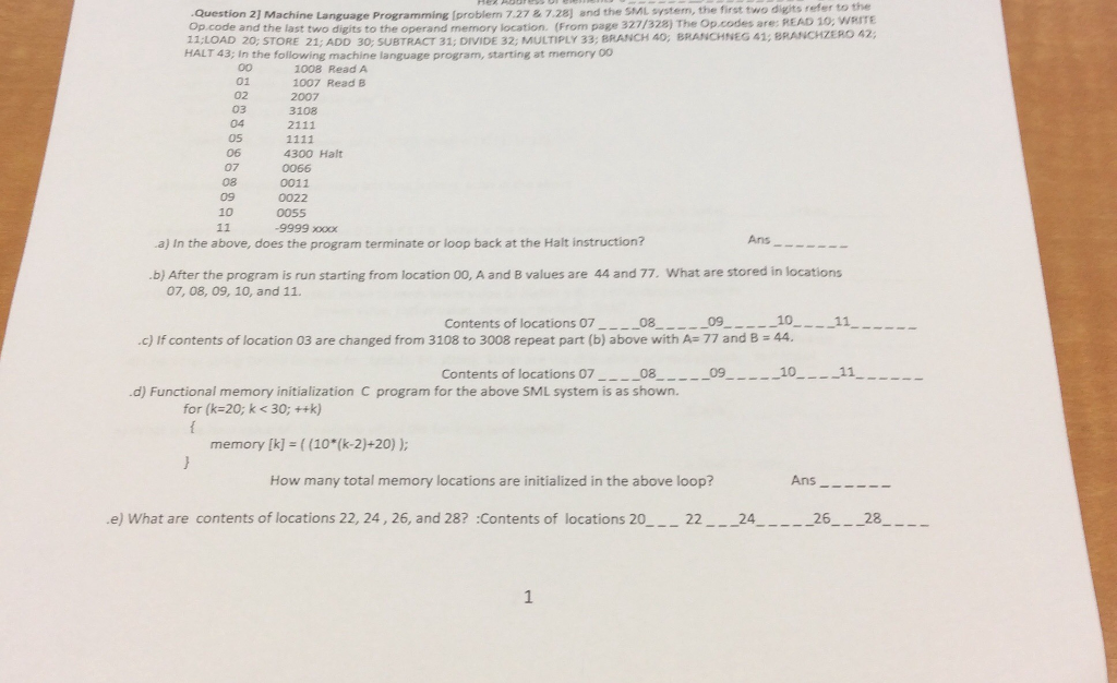 08 is not given Question 2] Machine Language Programming Iproblem 7.27 &