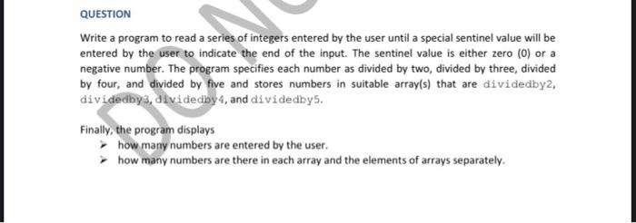 subject: programming I Write a program to read a series of integers