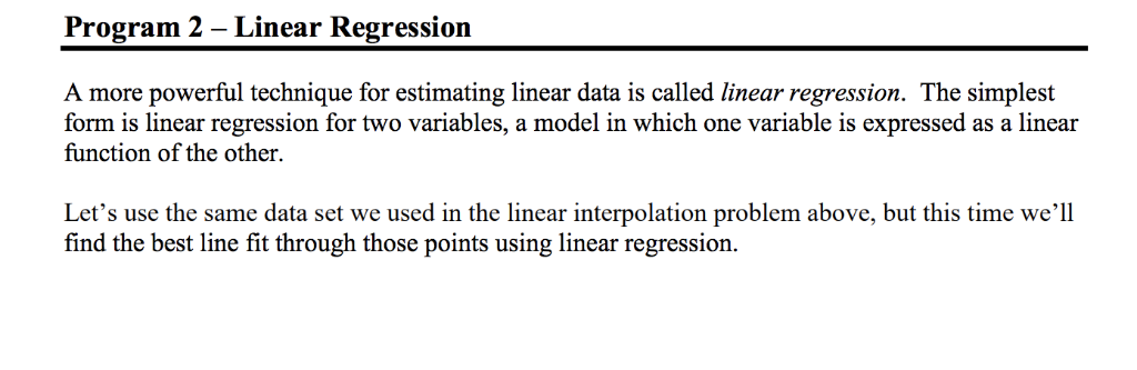 data set to contain the following points. Later we may modify this