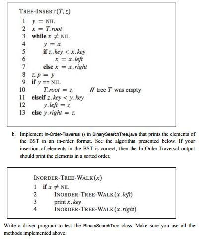 Please help write this in Java. A Binary Search Tree written in