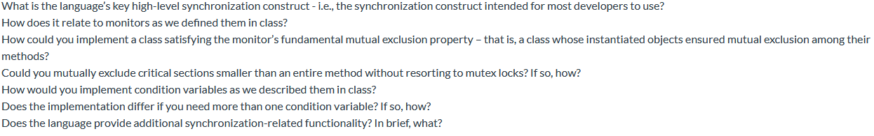 In JAVA please What is the language's key high-level synchronization construct -