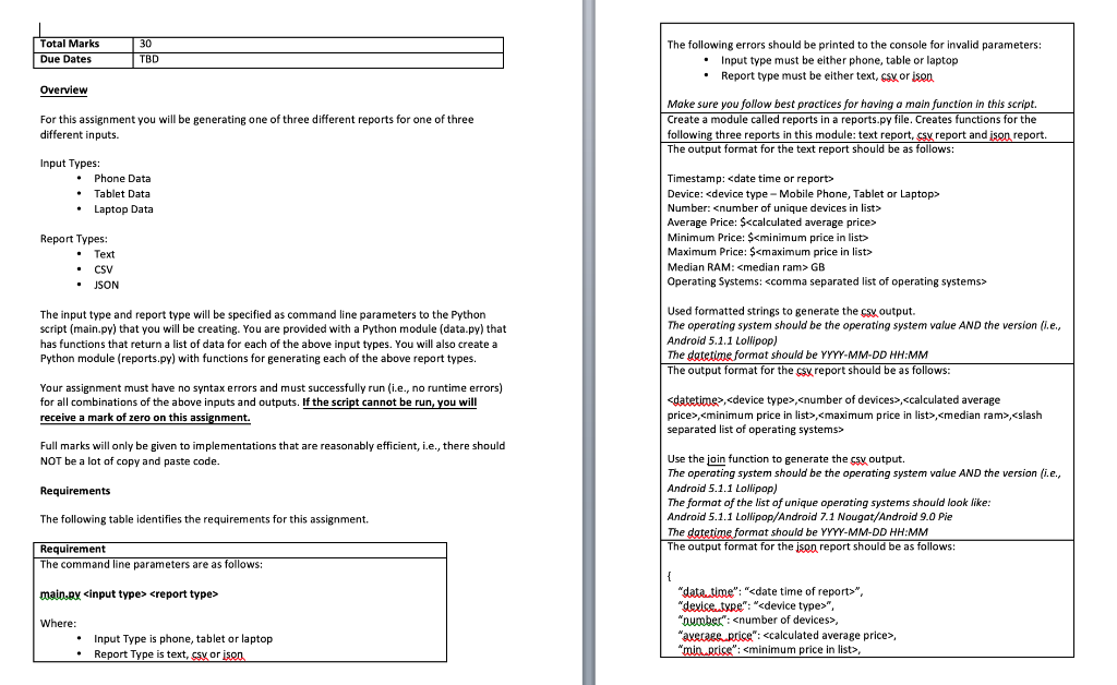 Help with assignment - generating one of three different reports for one