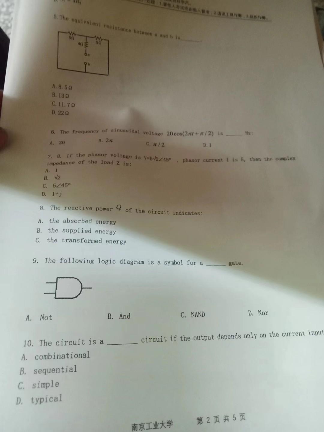  5. The oquivalent. A. 8,5 B. 13 C. 11.7 D. 22