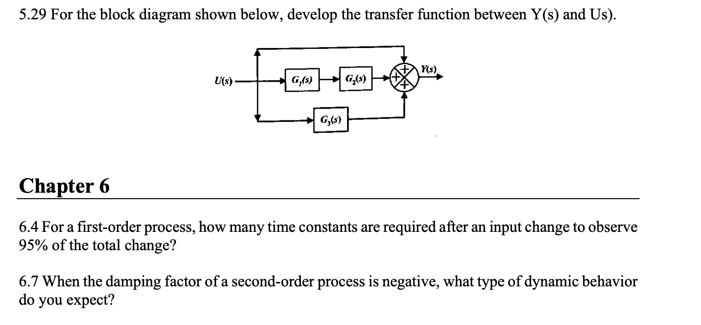 5.29 For the block diagram shown below, develop the transfer function