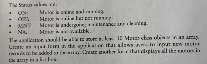 an application that tracks electric motors in a manufacturing plant. The ap-