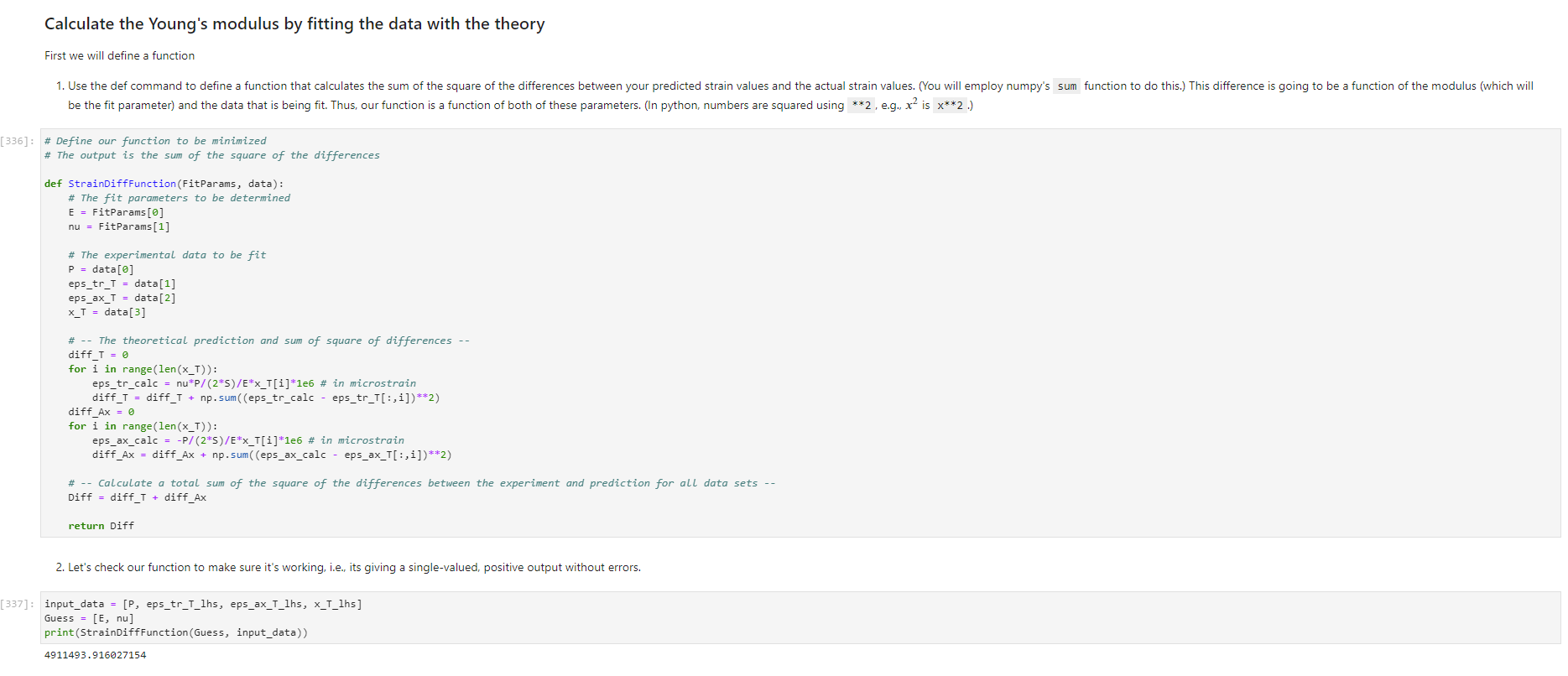 minimization function from SciPy to perform a numerical fit of our data