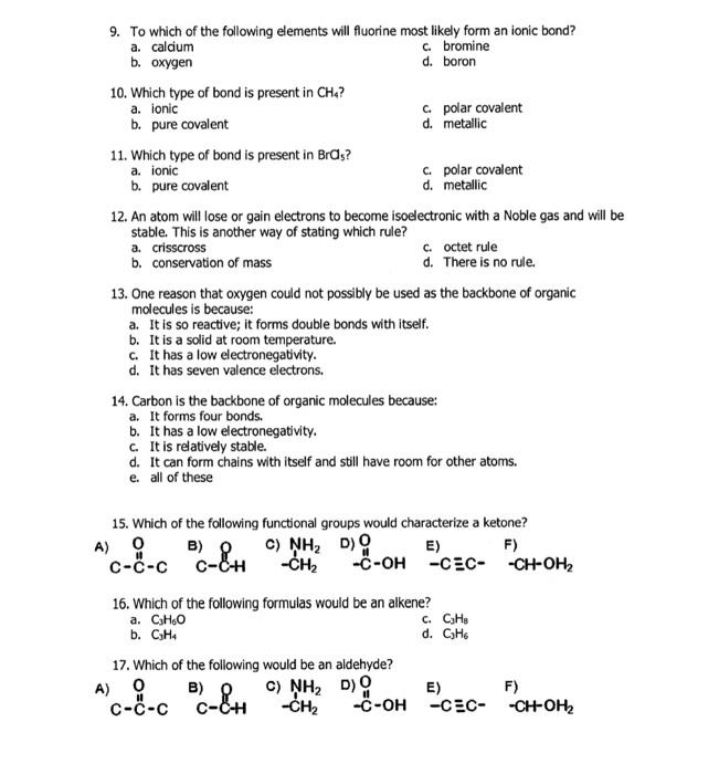 of the following elements will fluorine most likely form an ionic bond?