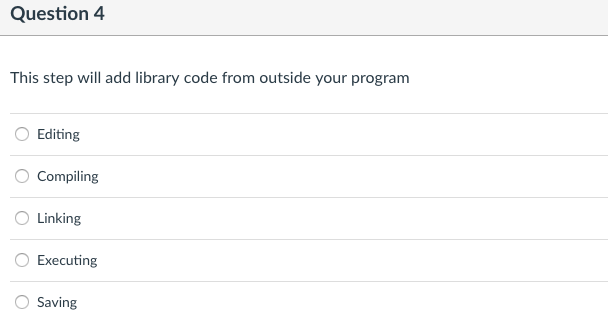  c++ help Question 4 This step will add library code from