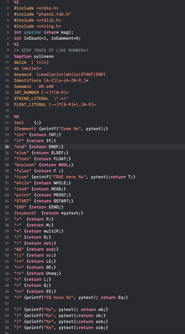 Parsing failed , please help . The lex file : The yacc
