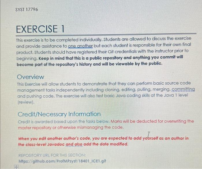  This exercise is to be completed individually. Students are allowed to