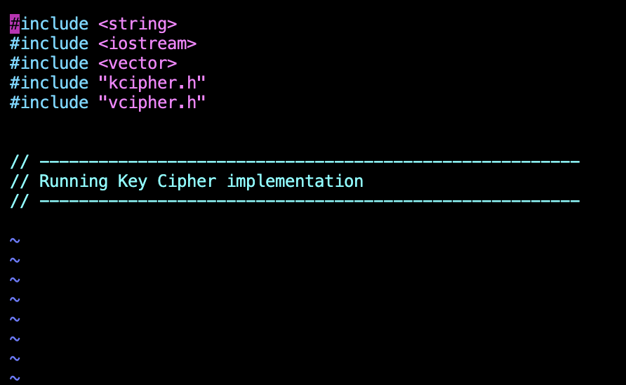 the instructions and complete the provided code: Substitution cipher (implemented in cipher.h