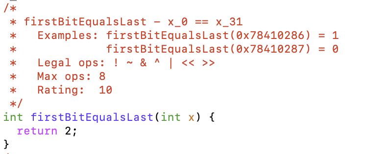 Your assignment is to complete each function skeleton using only straightline code