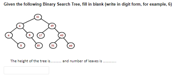 java question and data structures Given the following Binary Search Tree, fill