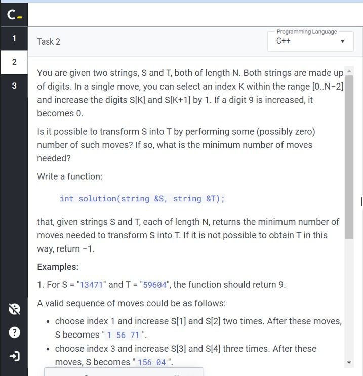  You are given two strings, S and T, both of length