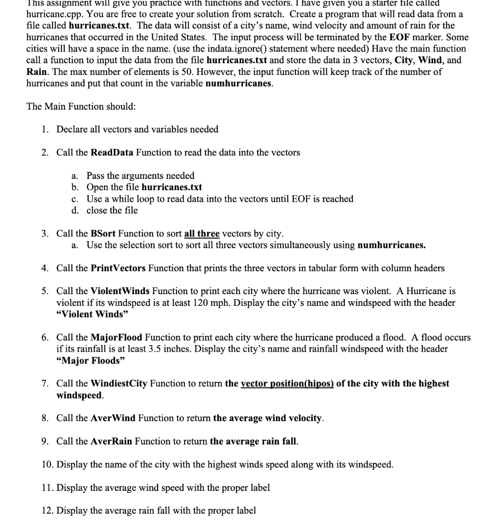  This assignment will give you practice with functions and vectors. I