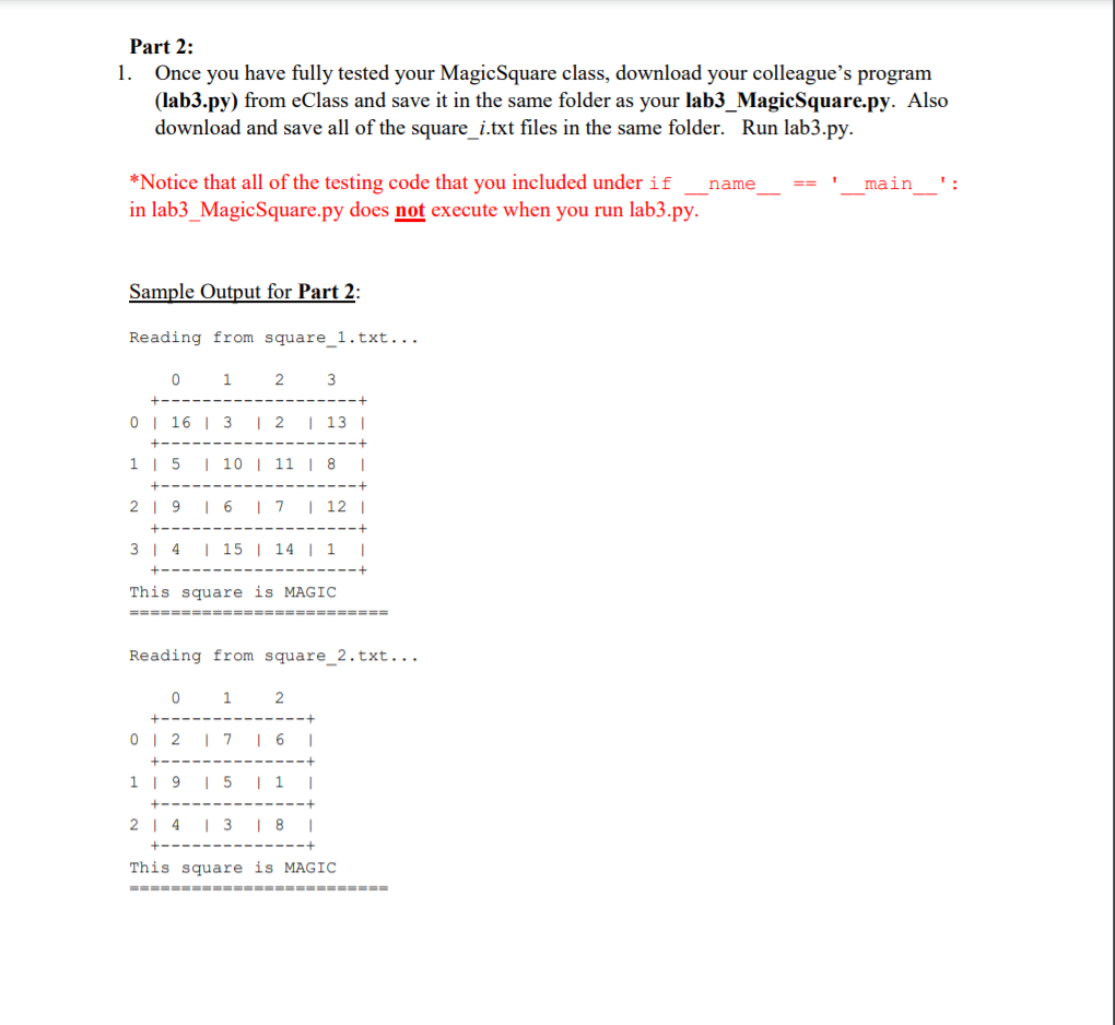 methods described in Part 1 below. However, that class isn't finished yet: