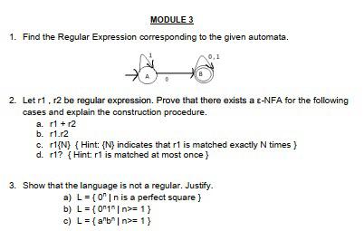  MODULE 3 Find the Regular Expression corresponding to the given automata.