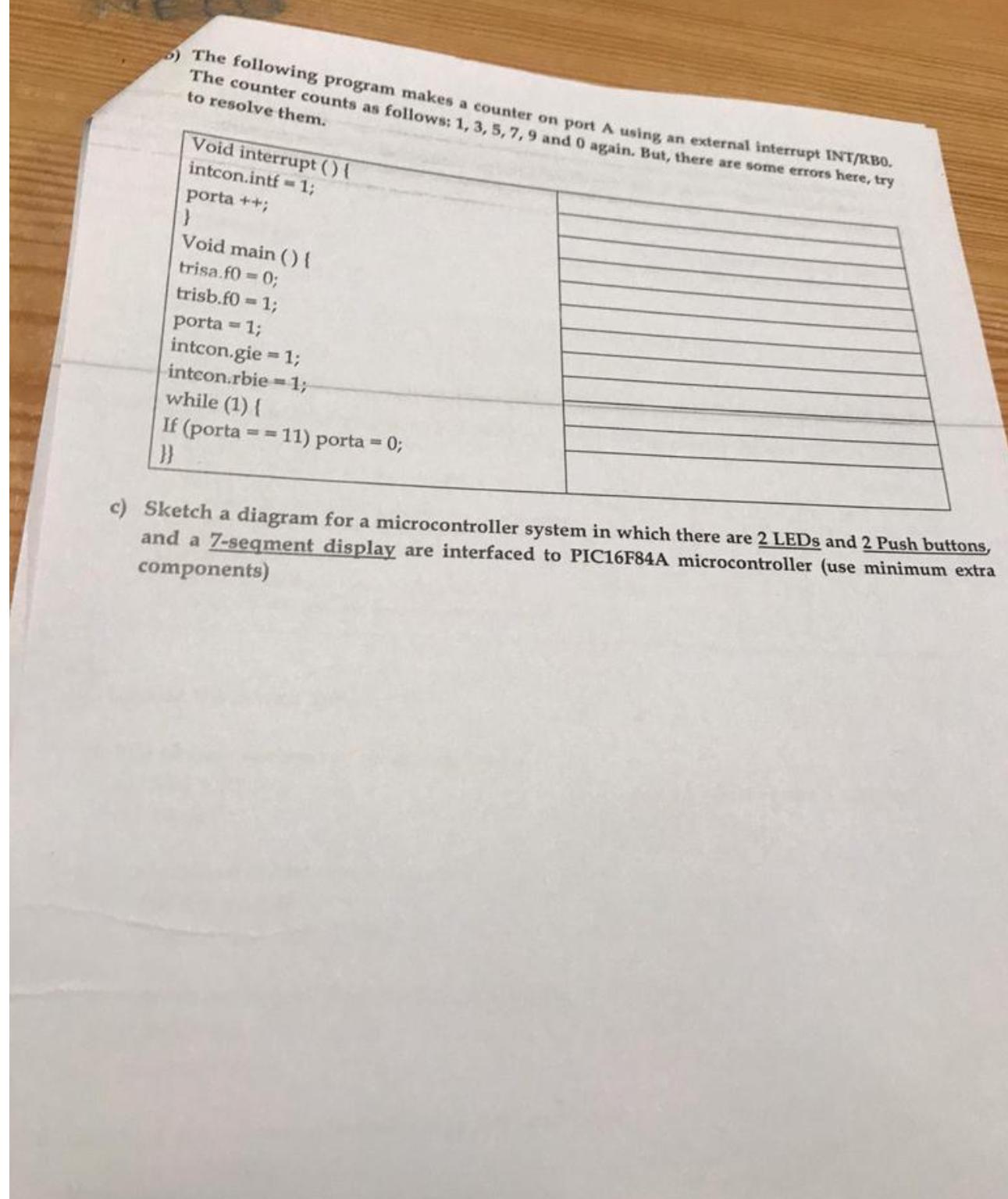 The following program makes a counter on port A using an