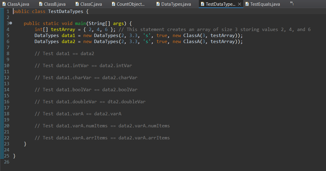 method equals(DataTypes otherType) to class DataTypes that returns the value true if