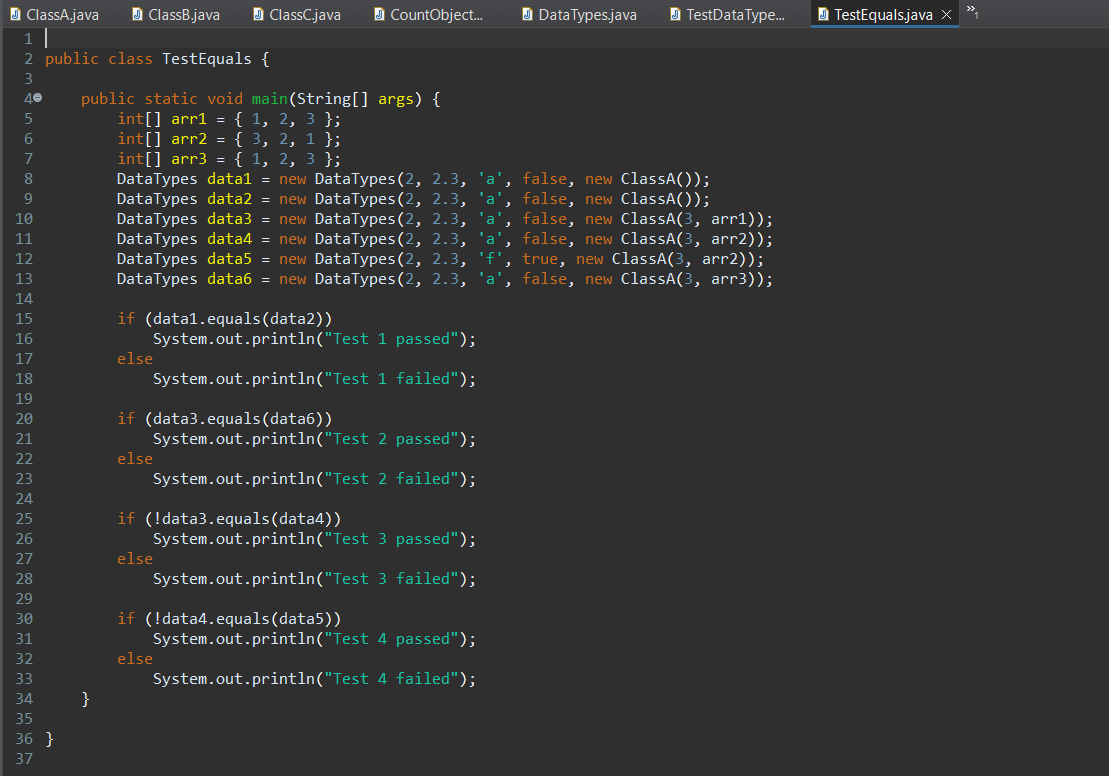 (i) all primitive instance variables in this object and other Type have