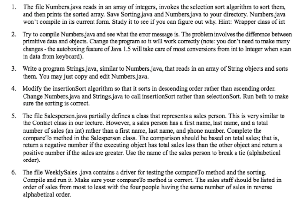  public class Sorting {//-----------------------------------------------------------------// Sorts the specified array of objects using
