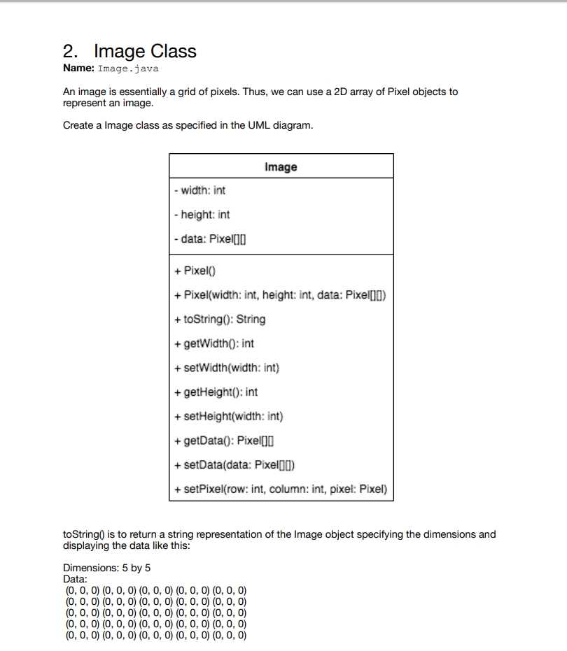 Image Class Java 2. Image Class Name: Image.java An image is essentially