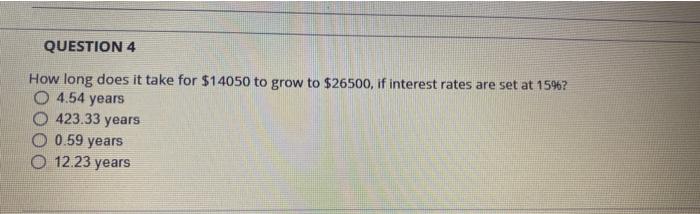  QUESTION 4 How long does it take for $14050 to grow
