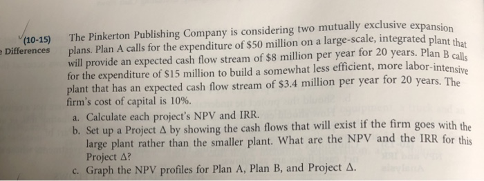  (10-15) e Differences The Pinkerton Publishing Company is considering two mutually