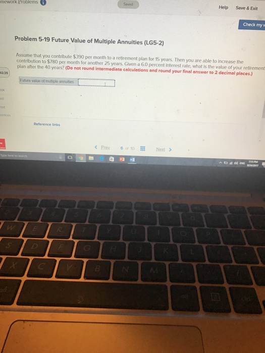  Help Saove & Exit mework problems Check my w Problem 5-19